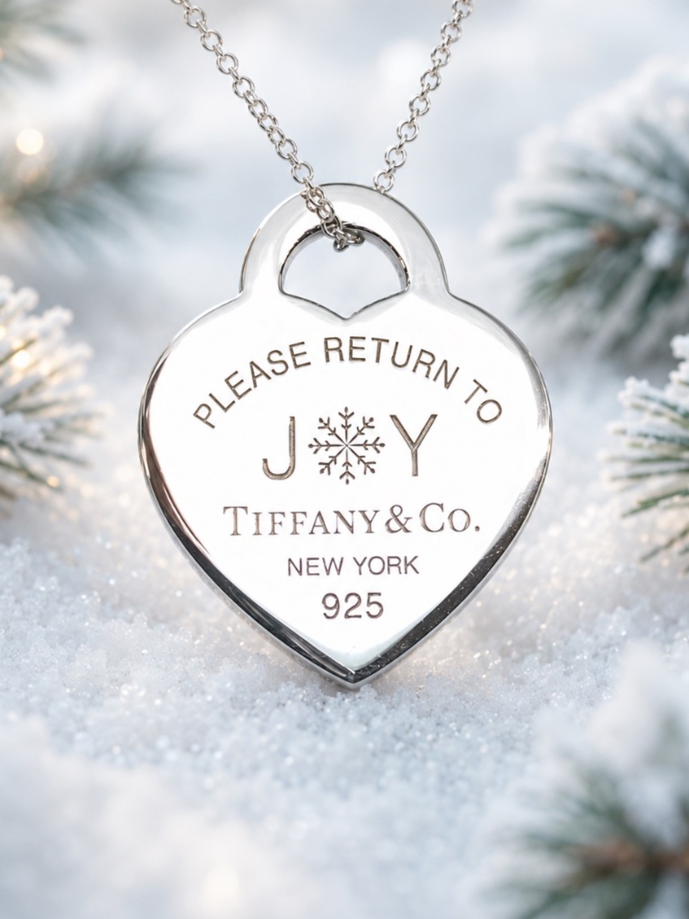 Tiffany & Co limited edition JOY holiday heart necklace 16” 925